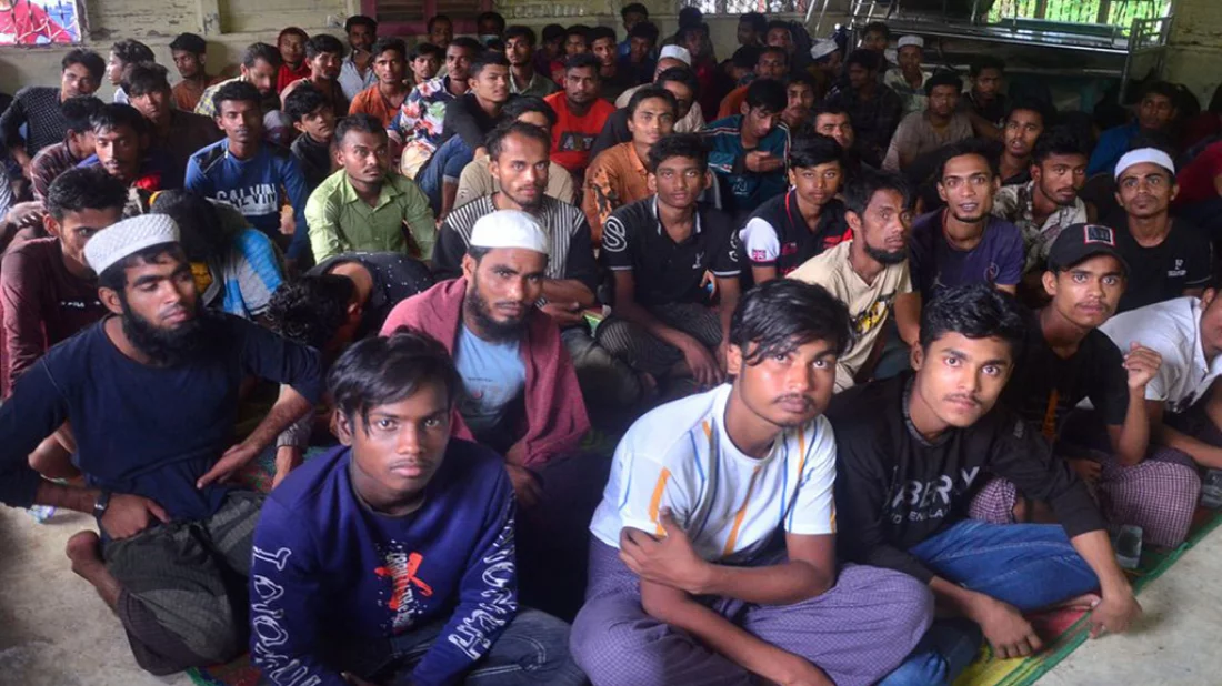 File photo: Rohingya refugees sit inside a temporary shelter after they landed in Kuala Matang Peulawi, on March 27 Photo: Reuters