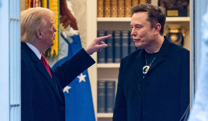 U.S. President Donald Trump with tech billionaire Elon Musk