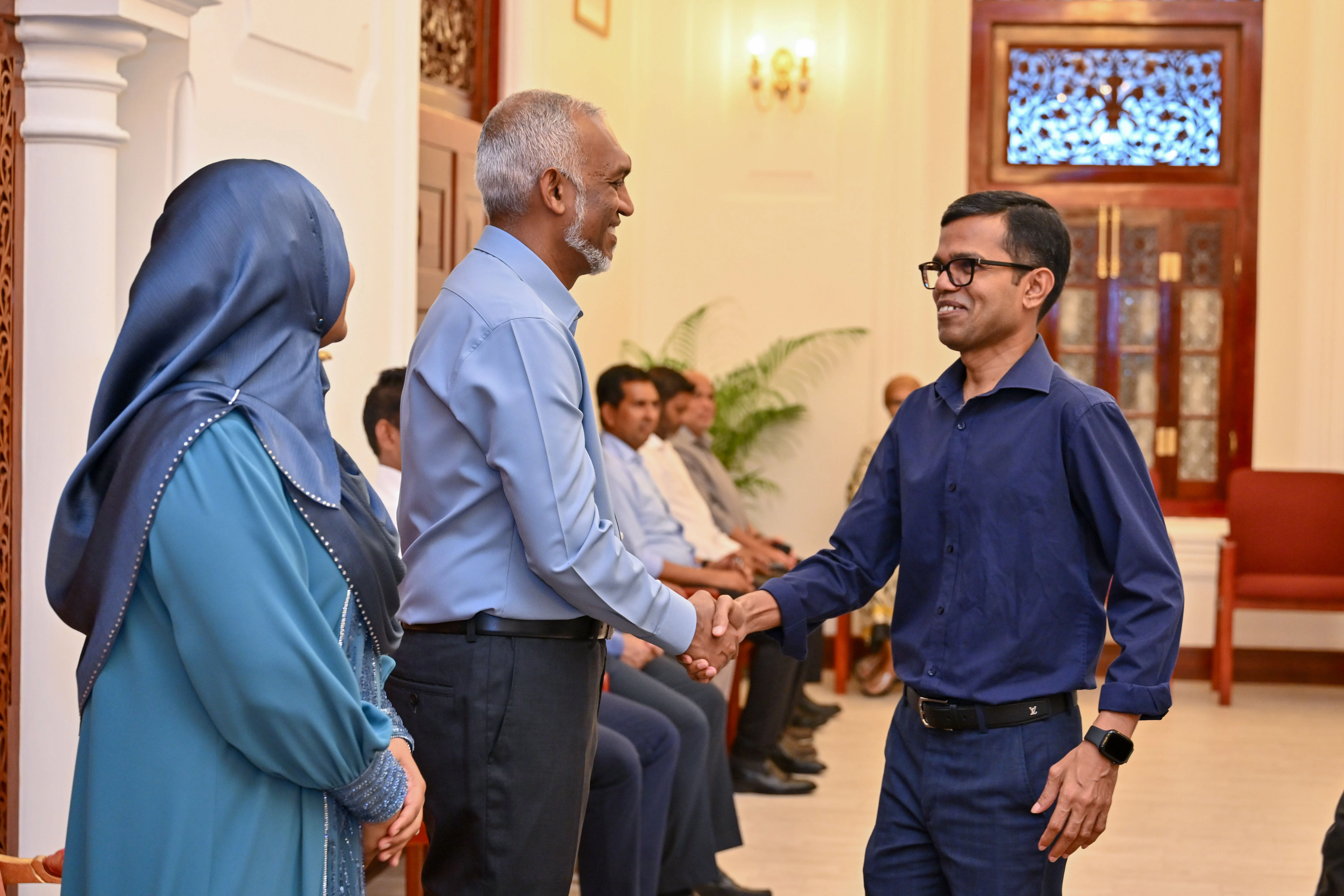 Stelco Managing Director Hussain Fahmy with President Dr. Mohamed Muizzu--Photo: PO