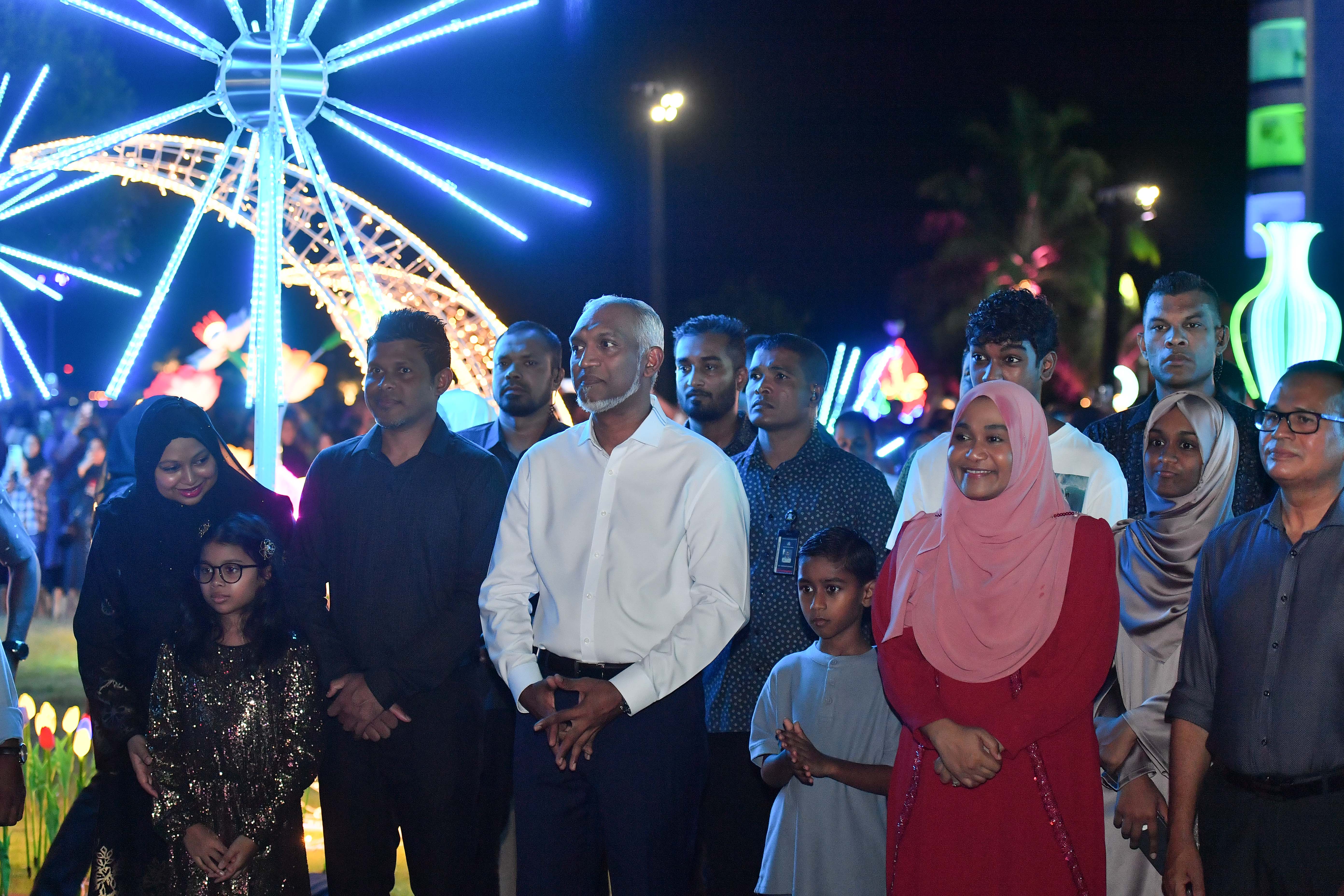 The President and First Lady attend the "Eid Ali," inauguration and water fountain reopening.
