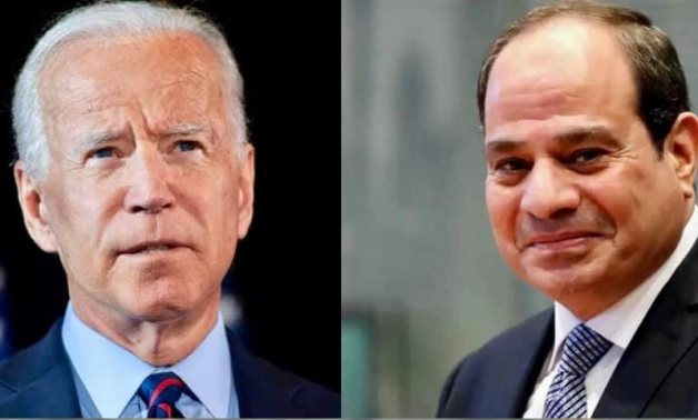Egyptian President Abdel Fattah El-Sisi and US President Joe Biden (L).