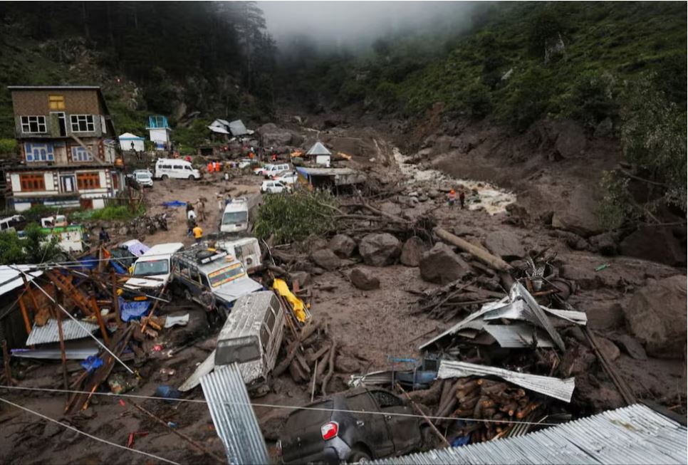 A general view of an area affected by the deadly flood caused by sudden, heavy rain in Chasoti town of Kishtwar district, Indian Kashmir, August 15, 2025. REUTERS/Stringer