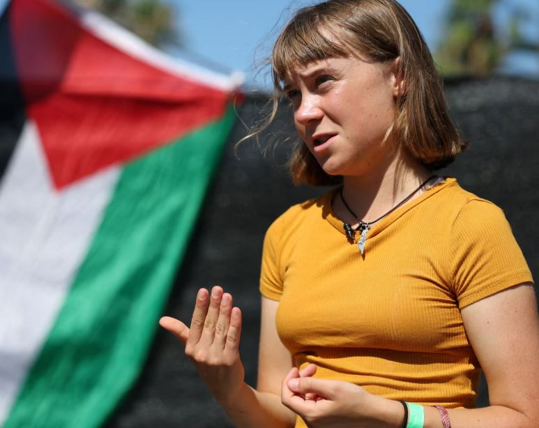 Swedish climate activist Greta Thunberg will be onboard an aid flotilla that is set to leave Barcelona for Gaza. Photograph: Lluís Gené/AFP/Getty Images