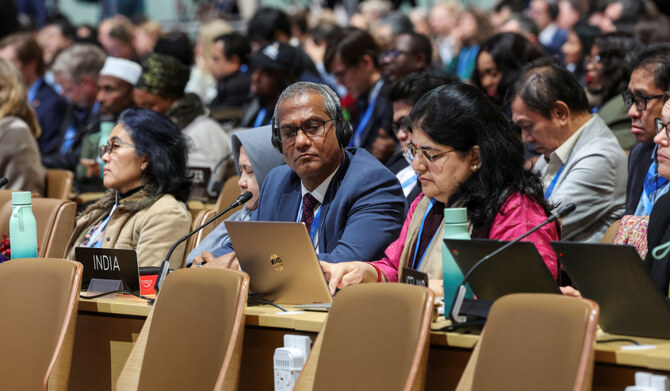 Additional Secretary at India's Environment Ministry Naresh Pal Gangwar attends a closing plenary meeting the COP29 United Nations Climate Change Conference, in Baku Azerbaijan.