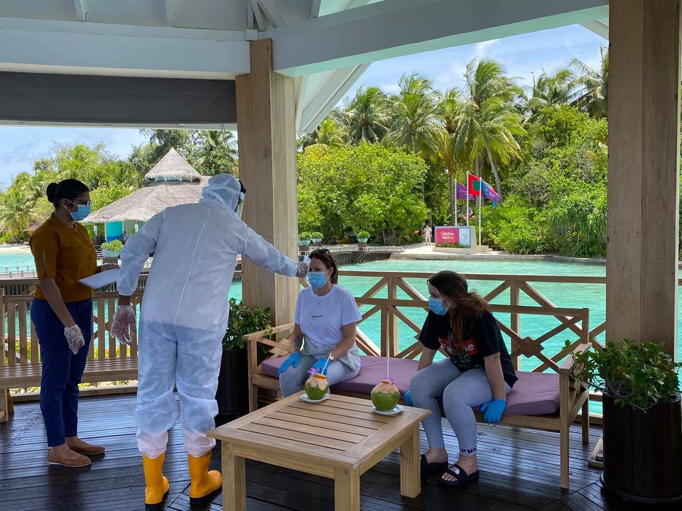 Tourist arrival to a Maldives resort amidst the pandemic.