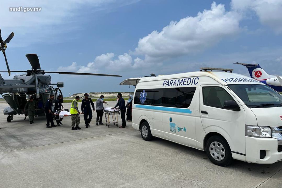 ހާލުބޮޑު ބަލިމީހަކު އެމްއެންޑީއެފް ހެލިކޮޕްޓަރުގައި މާލެ ގެނެސްފި