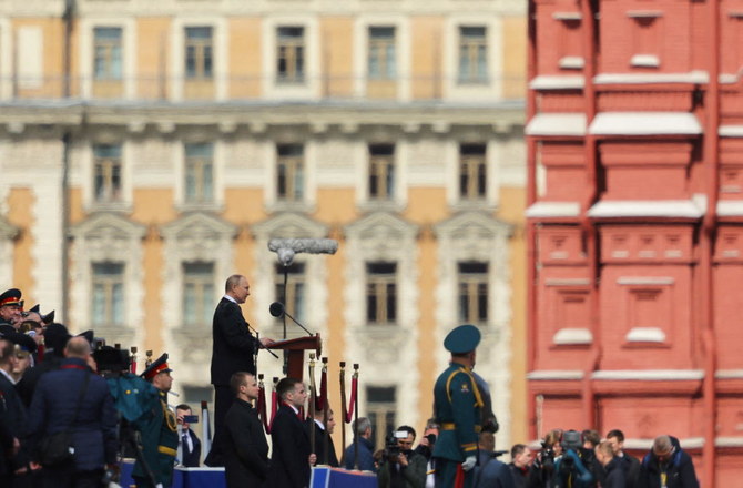 Putin speaking at the anniversary of the Soviet Union’s victory over Nazi Germany in World War .