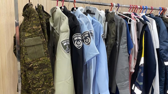 Models of shirts for the Israeli police at the Maryan Apparel Private Limited in Kannur in Kerala, India