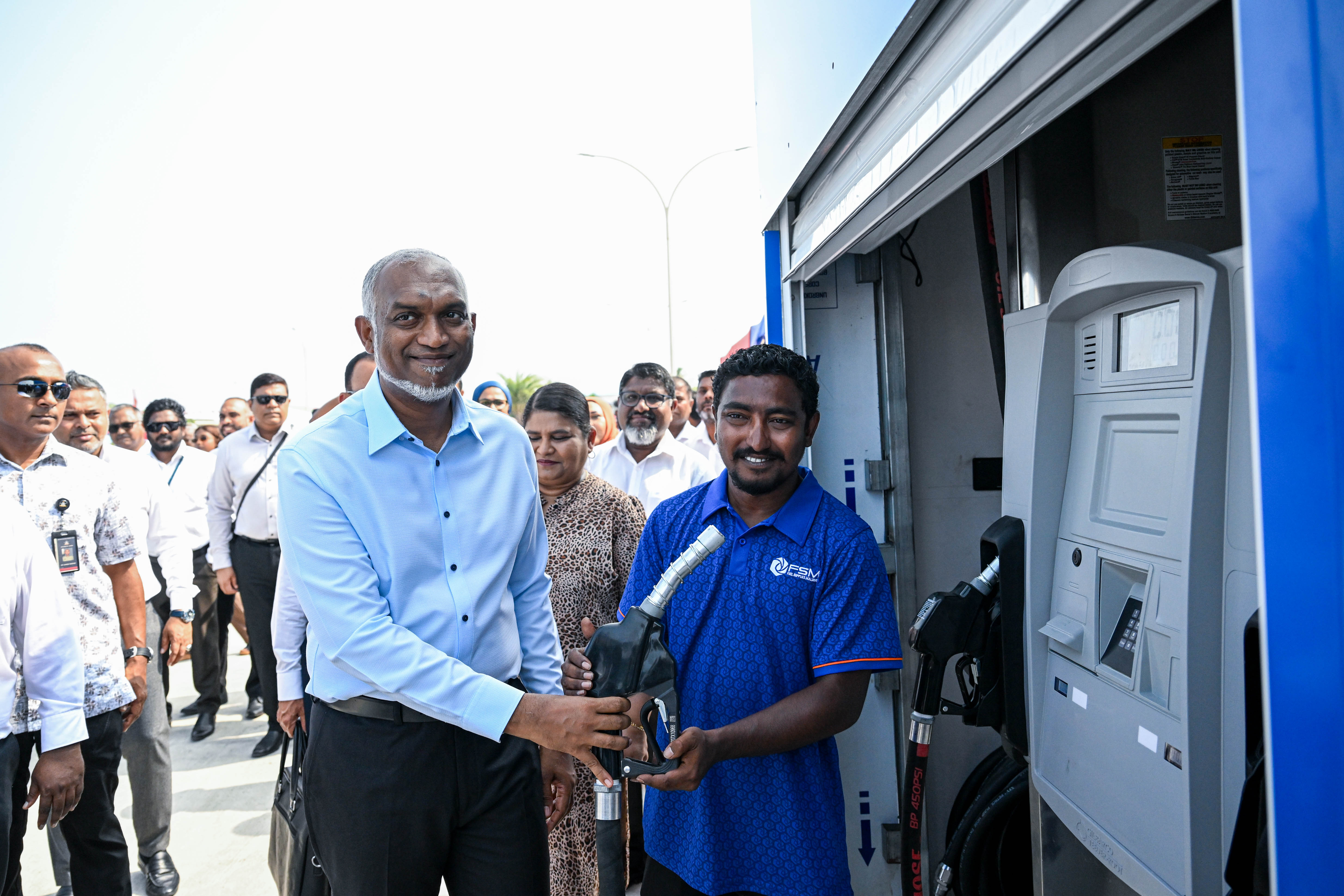 President inaugurates first fuel skid for fishermen in Dhuvaafaru
