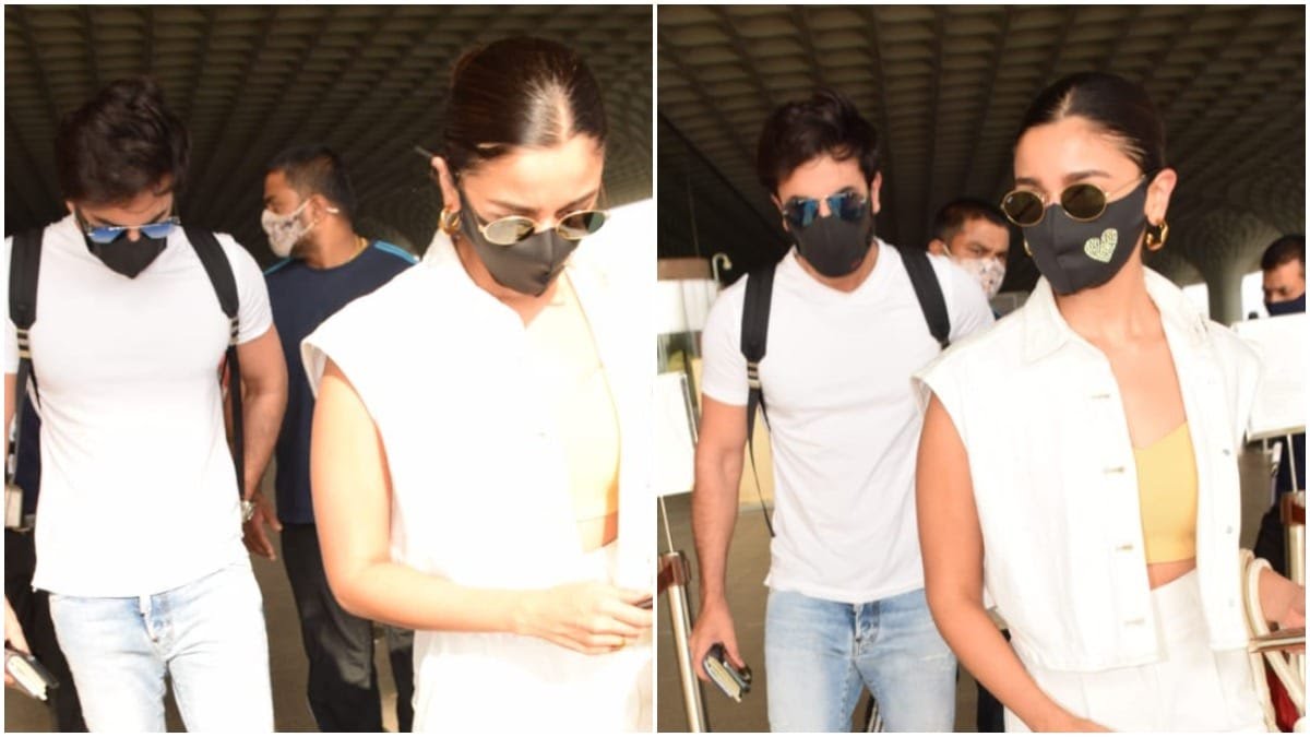 އާލިއާ ބަޓް އަދި ރަންބީރު ކަޕޫރް ރާއްޖެއައުމަށް މުމްބާއީގެ އެއަރޕޯޓުގައި.