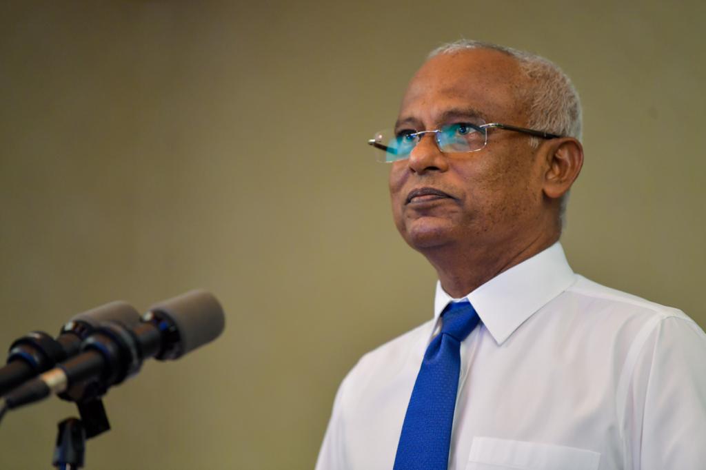 President Ibrahim Mohamed Solih speaking at the press conference. Photo: President's Office.