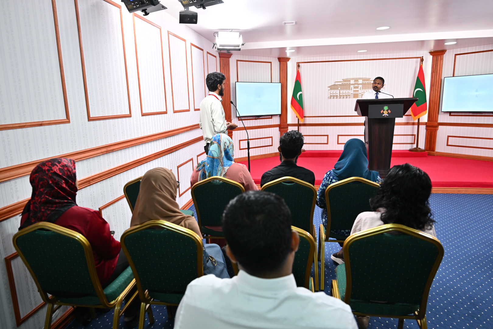 Uz Ahmed Usham Attorney General, speaking at a press conference today--Photo: PO