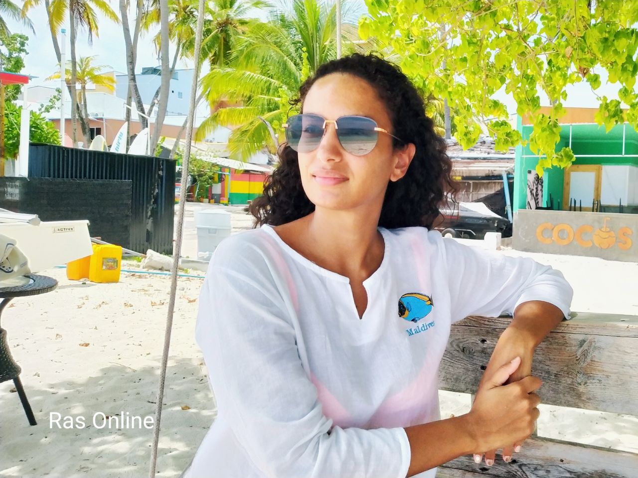 Supermodel Elena Fernandes holidaying in the Maldives.