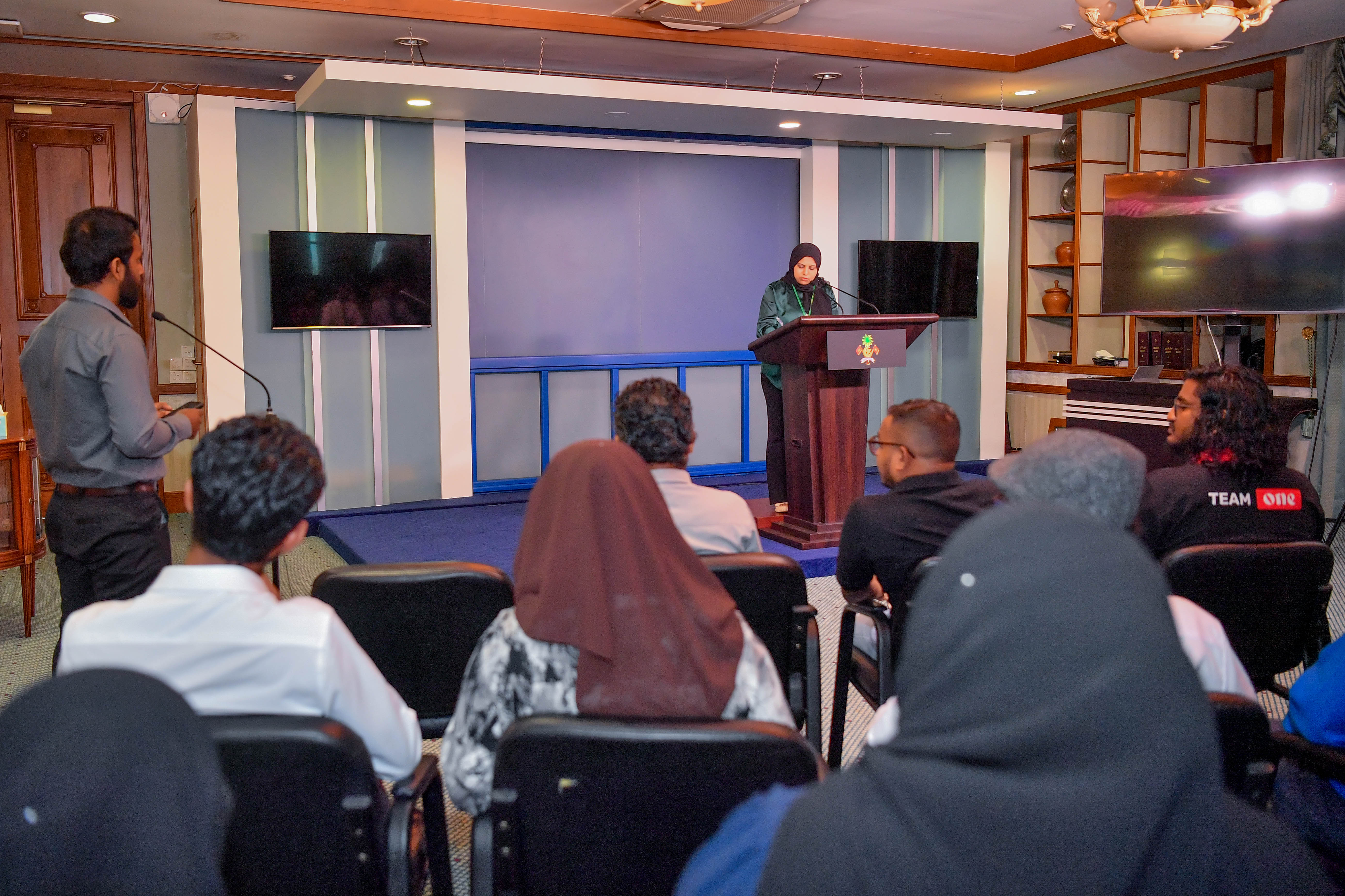 During a press conference held at the President's Office.