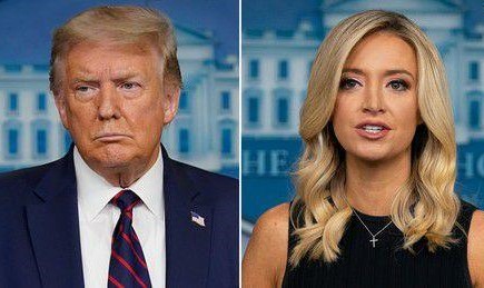 US president Donald Trump and his press secretary Kayleigh McEnany