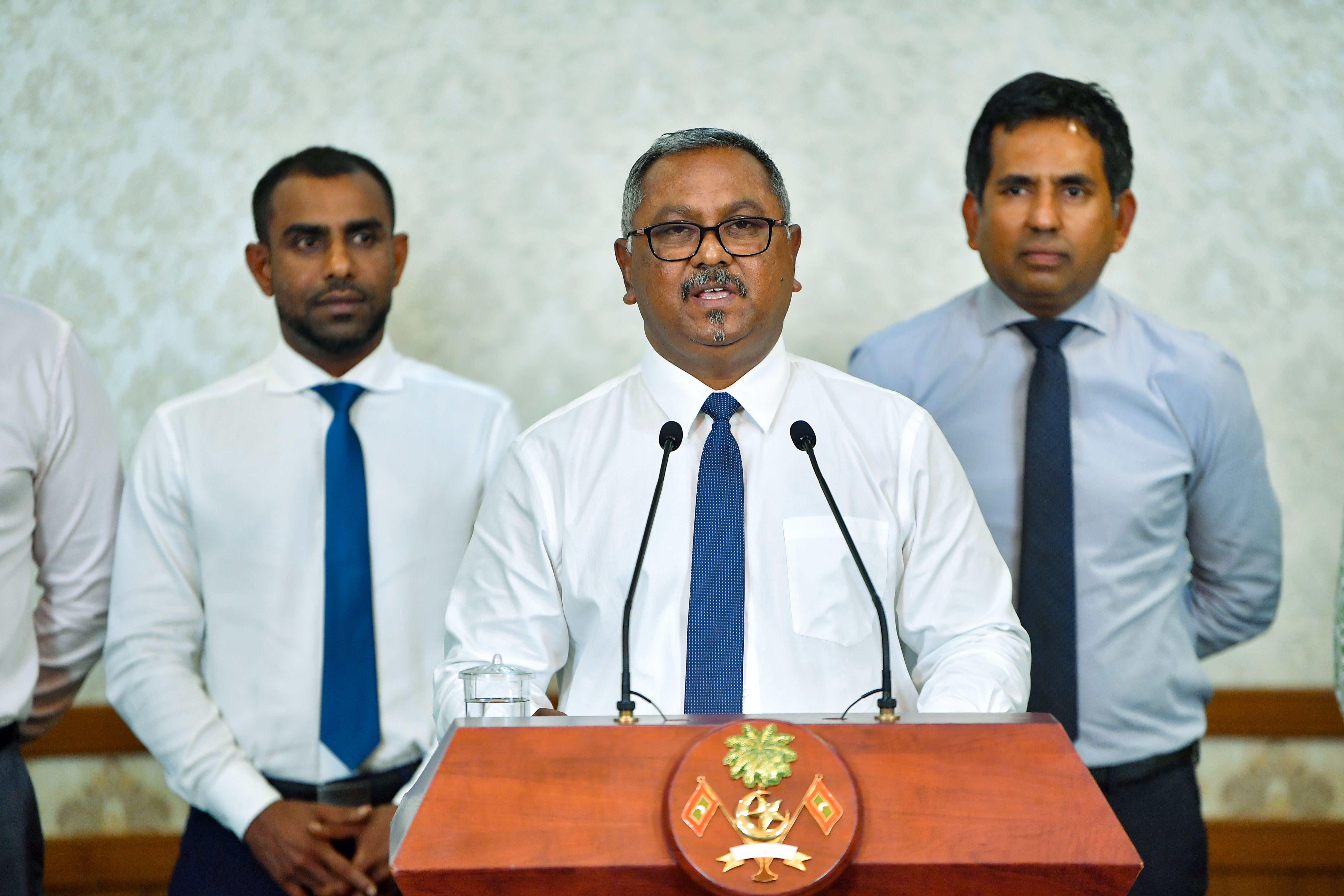 Minister for Strategic Communications in the President's Office Ibrahim Khaleel during a Press Conference earlier this year.