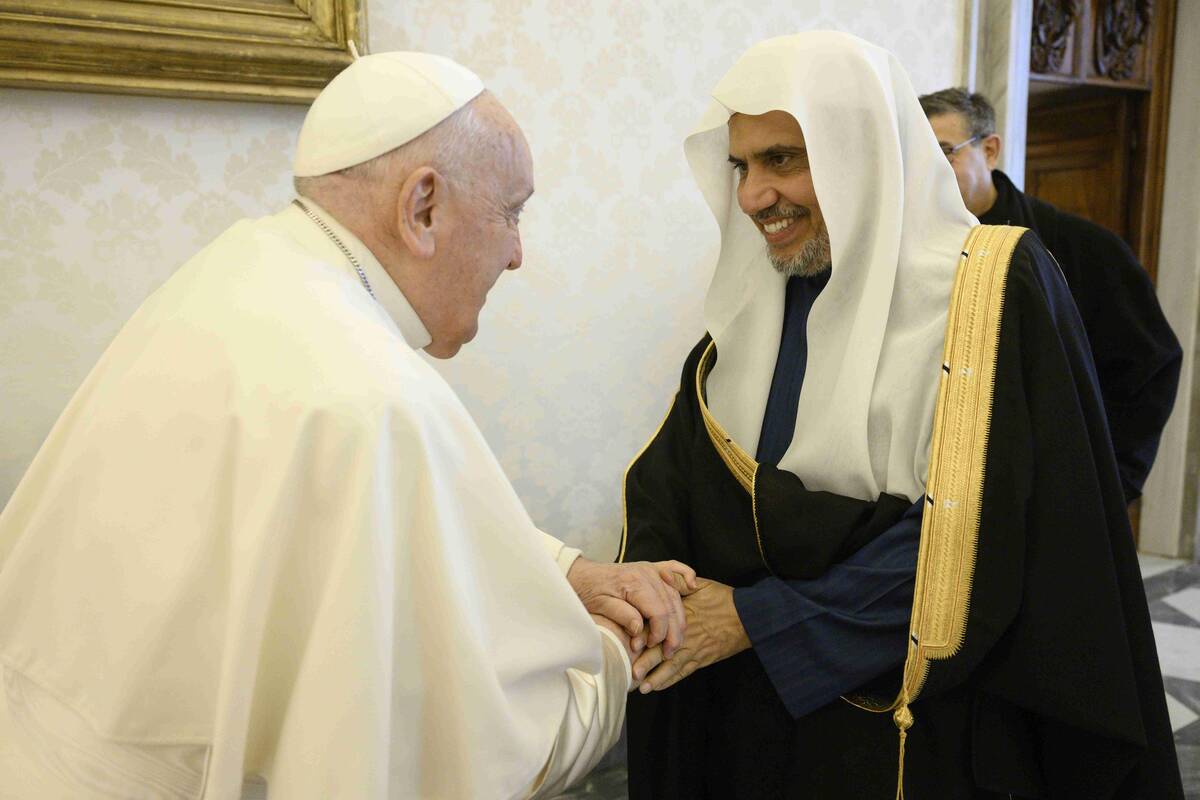 Dr. Mohammed bin Abdulkarim Al-Issa, secretary- general of the Muslim World League, met Pope Francis in 2024 to discuss mutual cooperation. (Supplied)