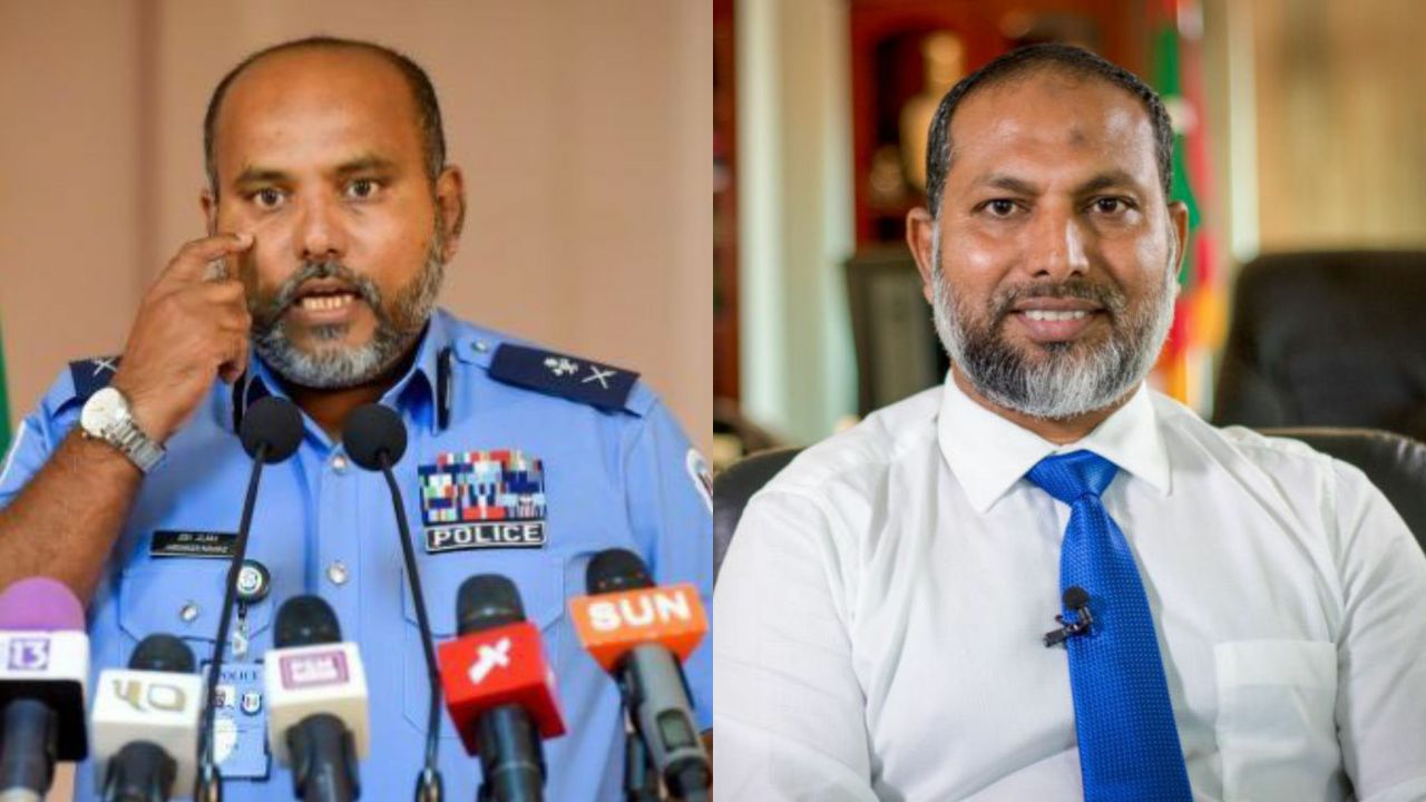 ހޯމް މިނިސްޓަރު އިމްރާން އަބުދު ﷲ (ކ)  ކުރީގެ އެކްޓިން ކޮމިޝަނަރ އޮފް ޕޮލިސް އަބުދު ﷲ ނަވާޒް (ވ