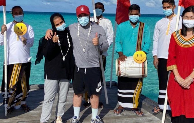 Youtuber’s Khalid Al-Ameri and Salama arrives to Maldives for their vacation. Photo: Social Media