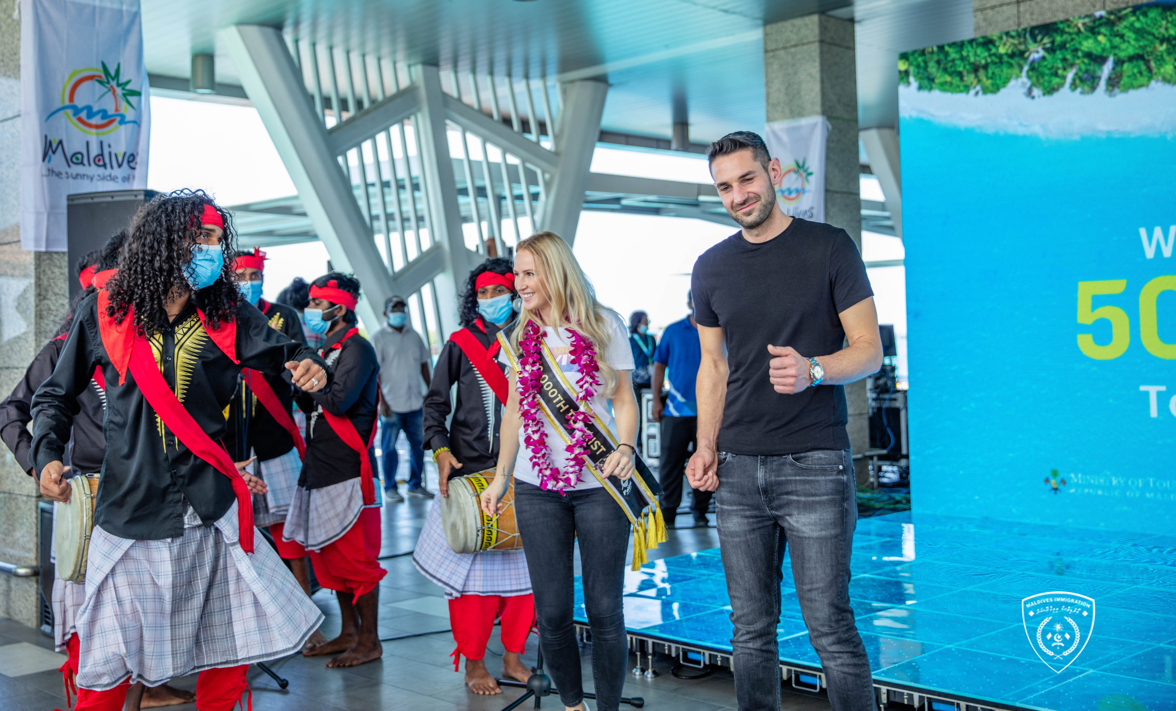 The 500,000th tourist, Kirstin Madeleine Nittke. Photo: Maldives Immigration/Twitter