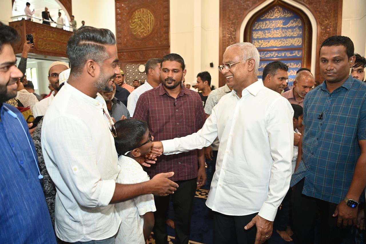 The President attended Eid Prayers and exchanged greetings with the public.