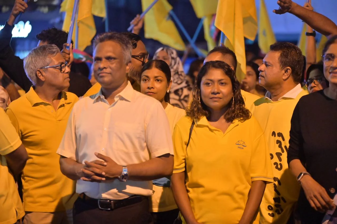 Mayor Adam Azim attending a protest by the MDP