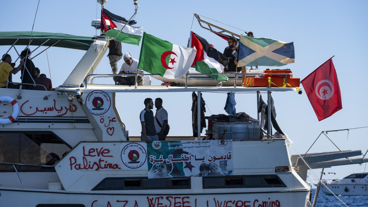 The Global Sumud Flotilla of around 45 vessels began its voyage to Gaza last month © Eleftherios ELIS / AFP