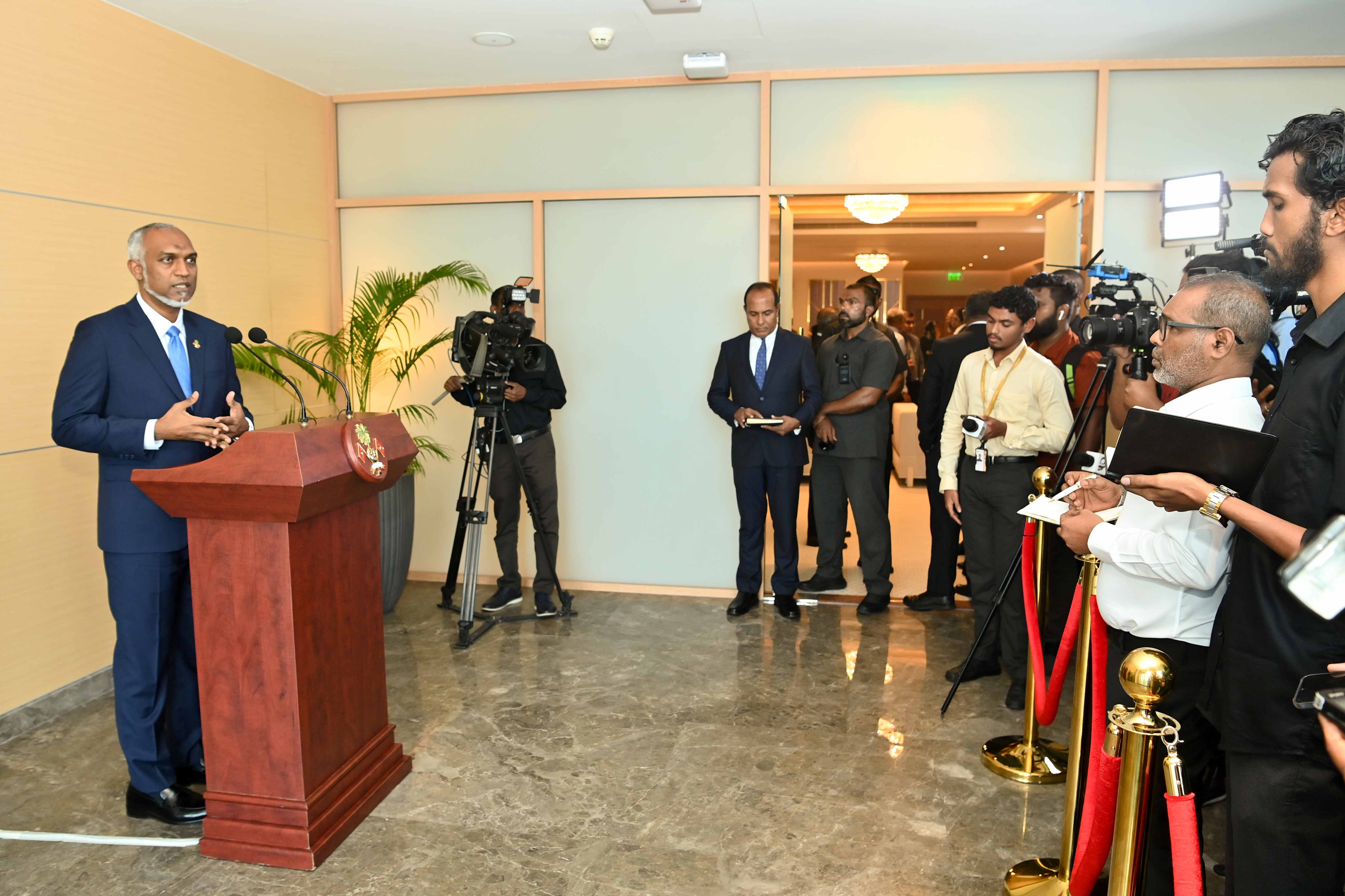 President Dr. Mohamed Muizzu meeting the Press at VIA.