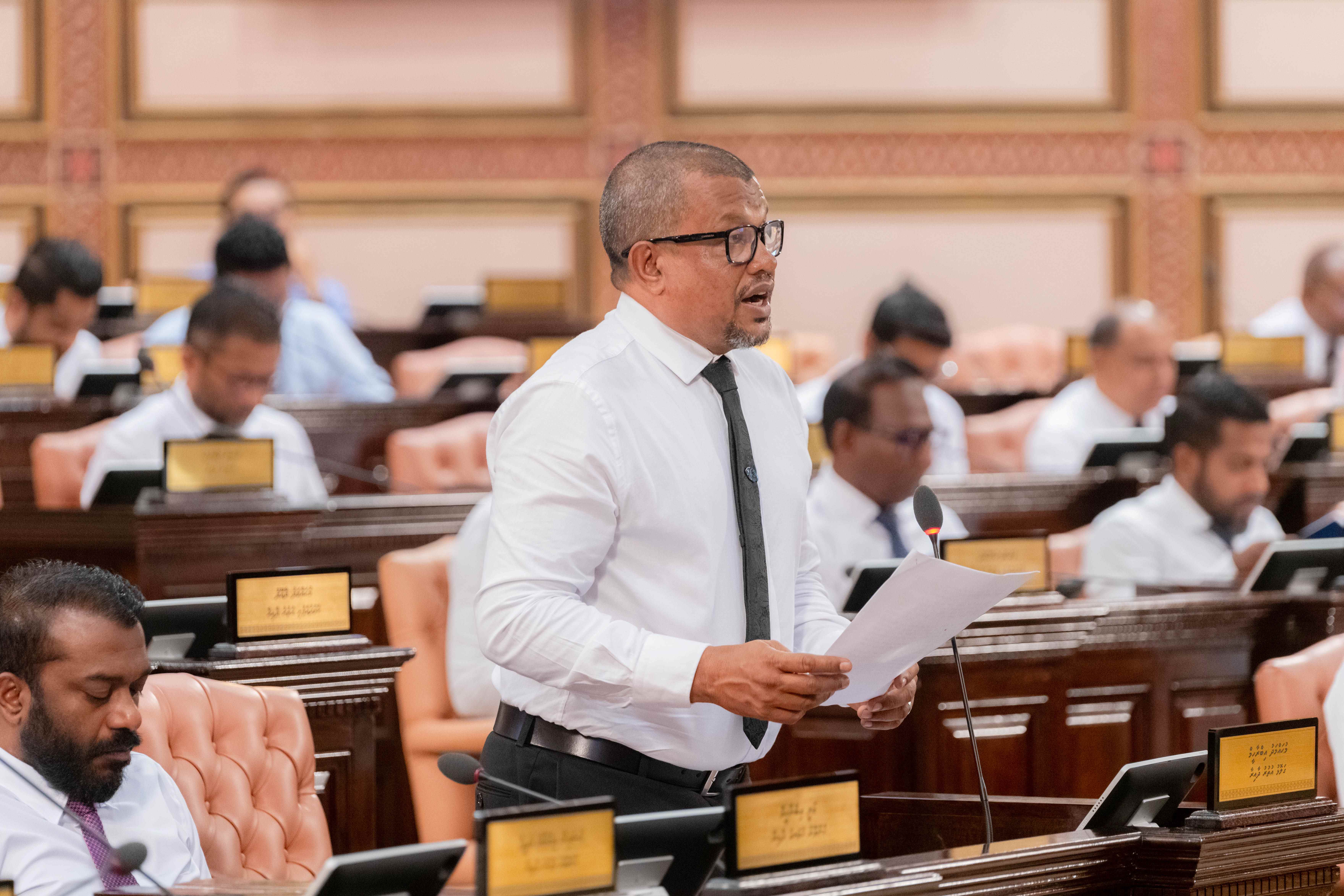 Mohamed Ibrahim (Kudu), MP for the North Galolhu Constituency at the Parliament sitting held today -- Photo: Majilis