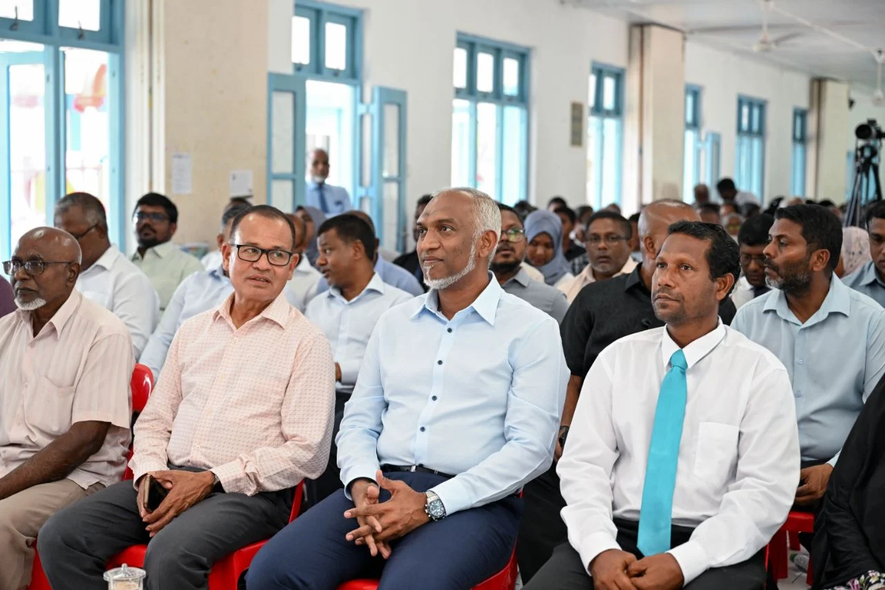 R-L: President Muizzu and Minister Adam Shareef attending an Island community gathering.
